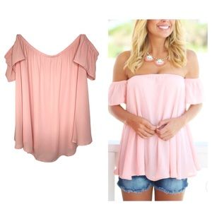 million bullpup - NWOT Off The Shoulder  Blouse in Peachy Blush Size Medium